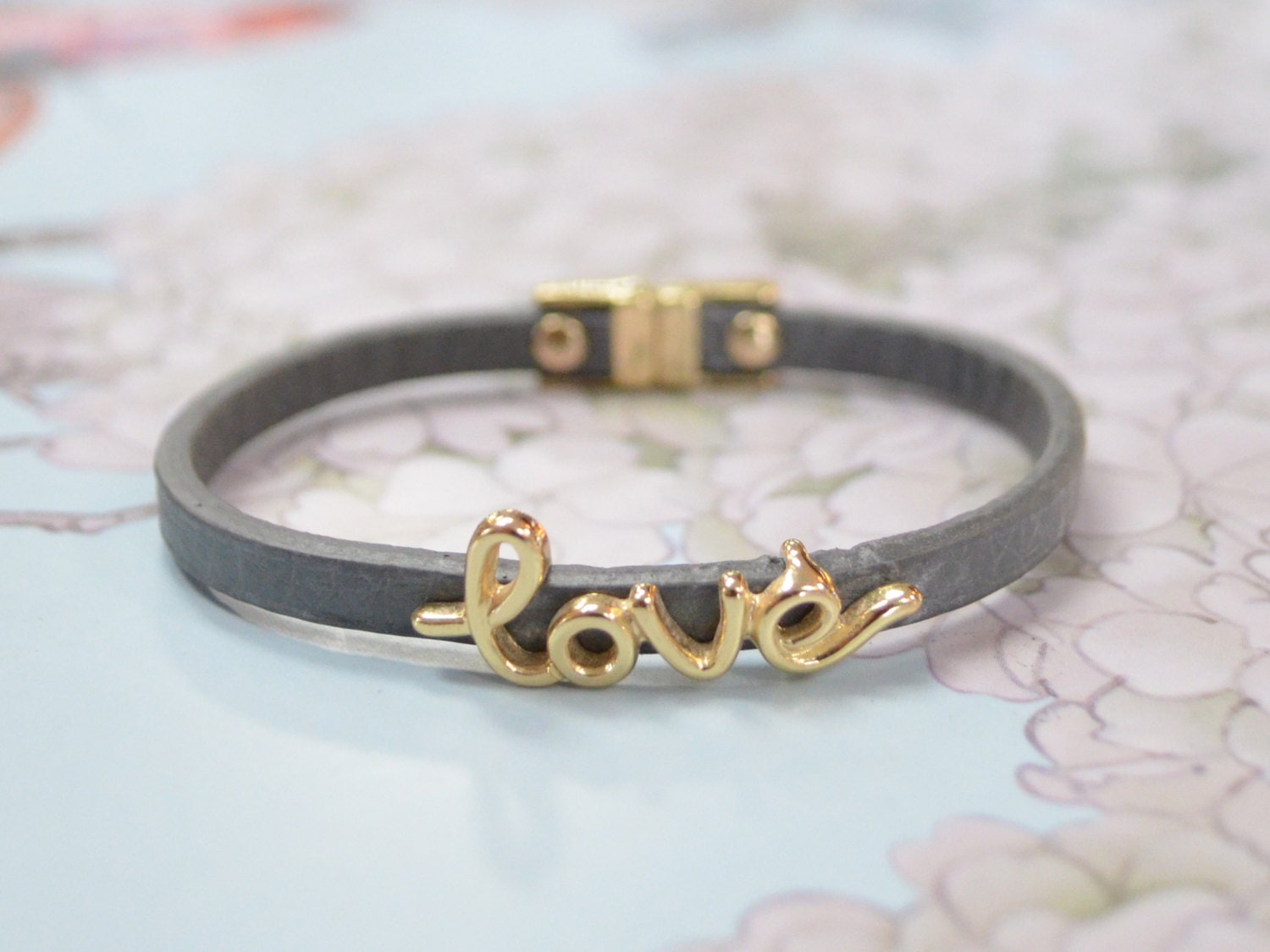 Love Bracelet Leatherette Band - Grey