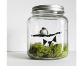 bird in a jar diorama spring home decor birdcage bird on a swing bunting moss terrarium