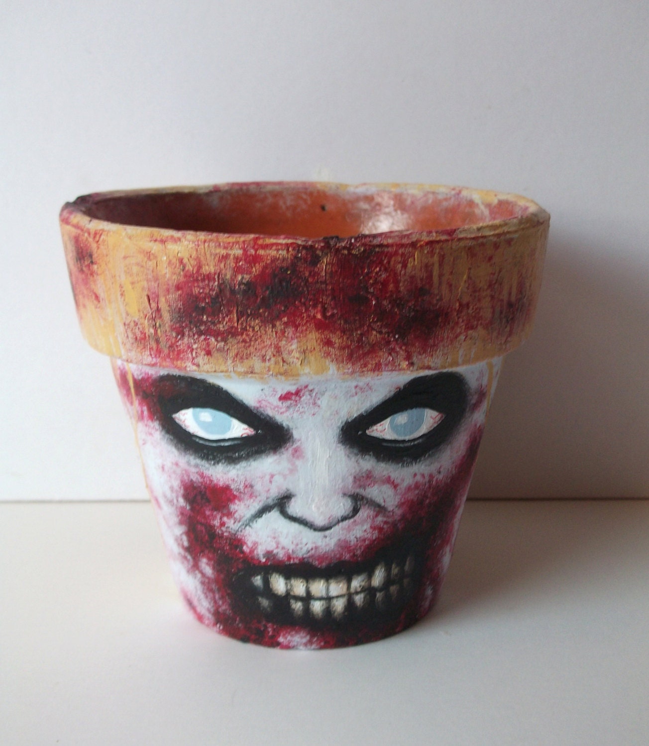 ZOMBIE Female Painted Flower Pot Walking Dead style