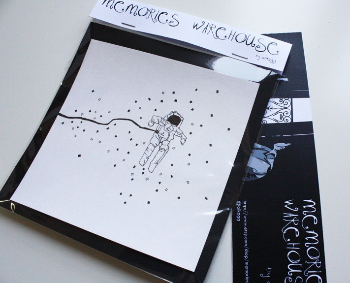 lost in space Etsy ink drawing for the wall