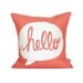 HELLO Pillow Cover // 16"x16" Silk Screen Coral Pillow Cover