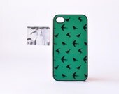iPhone 4 Case - iPhone 4s Case - Bird iPhone Case - Green iPhone case - Bird Pattern on Dark Green