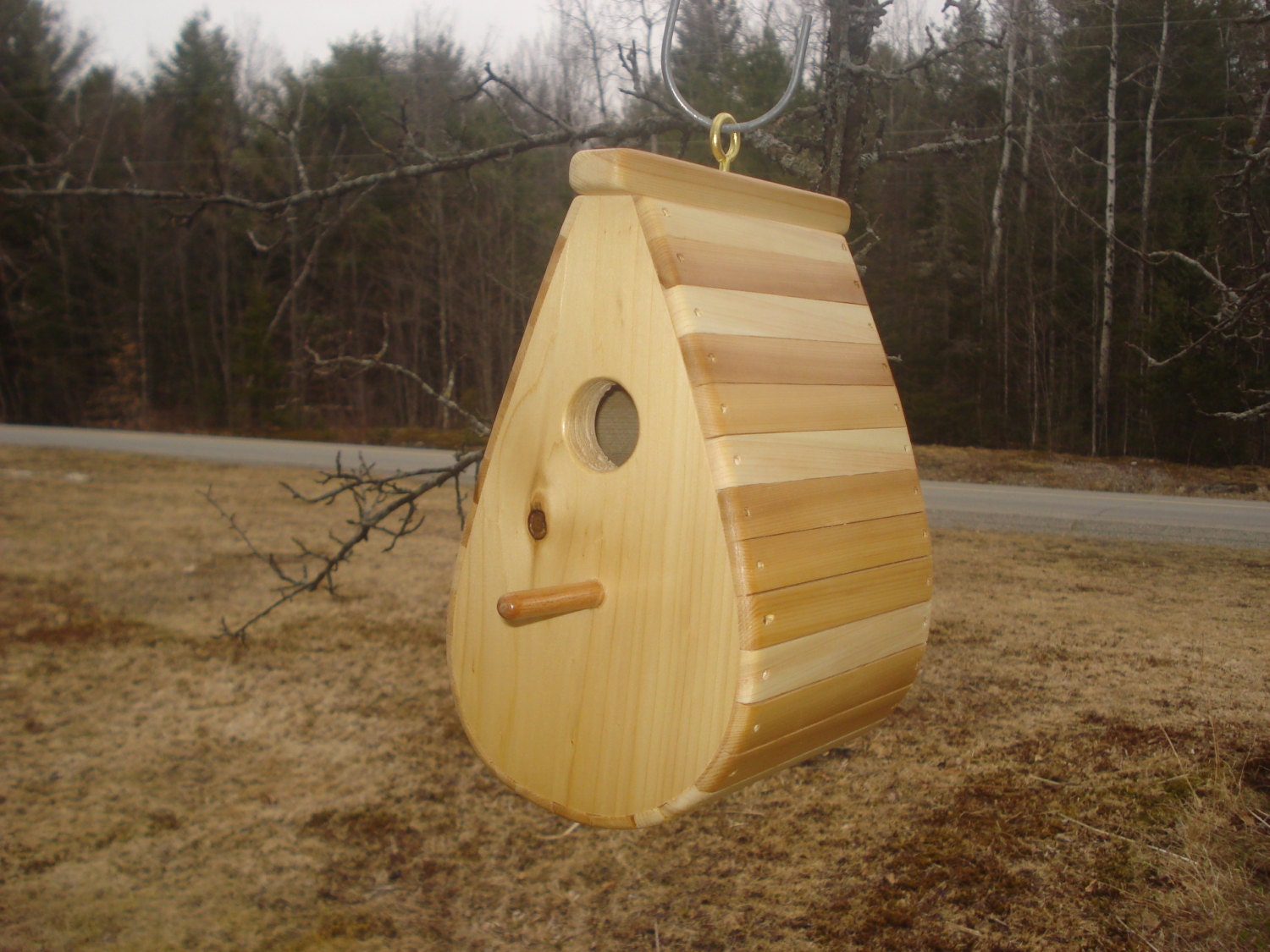 Cedar Tear Drop Bird House with Clean Out ...Built for smaller birds