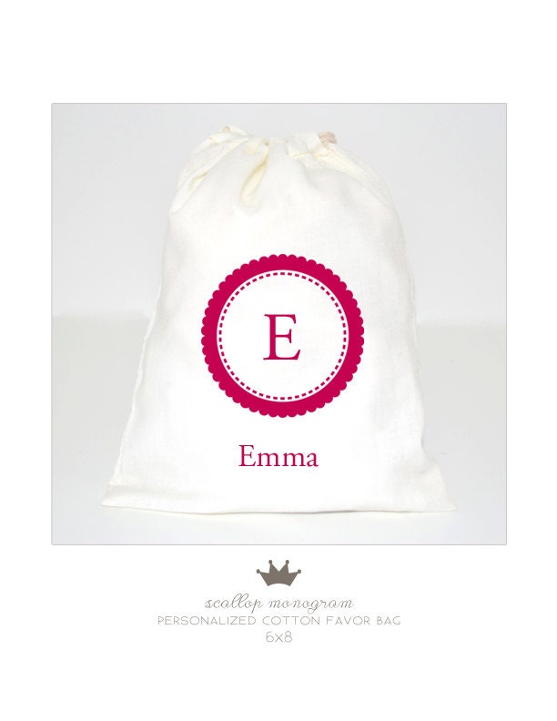 scallop monogram: favor bag personalized