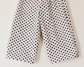 Toddler boys long shorts baggy trousers ankle biters cropped pants pyjama bottoms navy red spots polka dot print age 3-4
