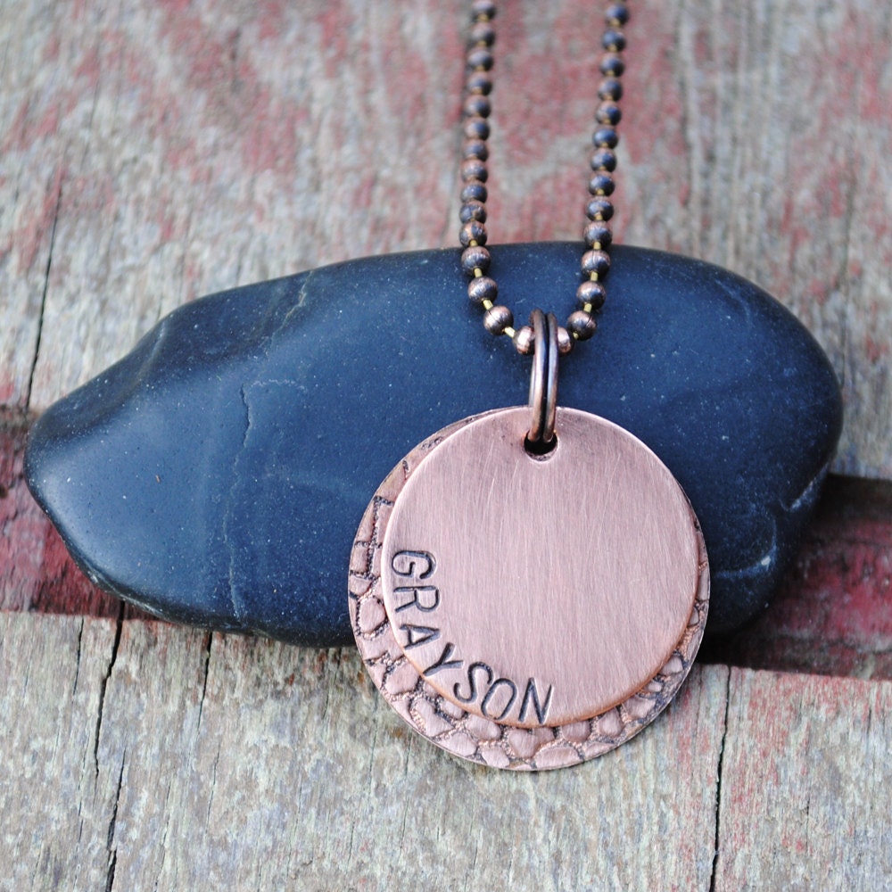 Custom Name Necklace in Oxidized Copper