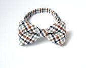 Mens bow tie by Bartek Design - groom wedding classic retro necktie chic handmade gift for him ready to wear - brown checkered chocolate