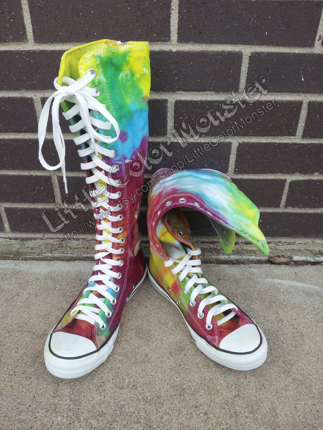 Rainbow Tie Dye Converse Knee High MADE TO ORDER