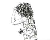 Girl illustration, drawing, gift, print, pen, ink
