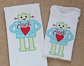 Personailzed Robot Onesie & Burp Cloth