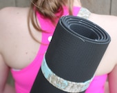 Blue and Grey Linen Yoga Mat Strap