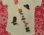 Baby Girl Western Onesie for a Cowgirl, "DUDETTE" From Westerny Design Print, Short/Long Sleeve