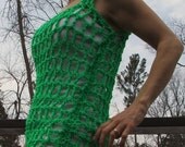 Crochet Tank Top. Swimsuit Cover. Beach Cover. Neon Green. Summer Top. Size Small or Medium