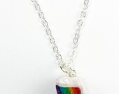 Glittery Rainbow Cake Slice Necklace
