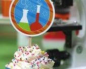 Science Party CUPCAKE PICK and WRAPPER - The Celebration Shoppe