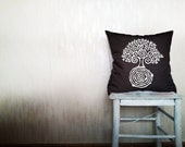 Tree of life pillow decorative throw pillow cover black cotton toss pillow case hand painted cushion rustic bedding set 18x18 inches ohtteam