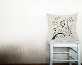 Floral pillow decorative throw pillow cover beige cotton toss teal pillow cover hand painted rustic bedding bedroom set 18x18 inches ohtteam