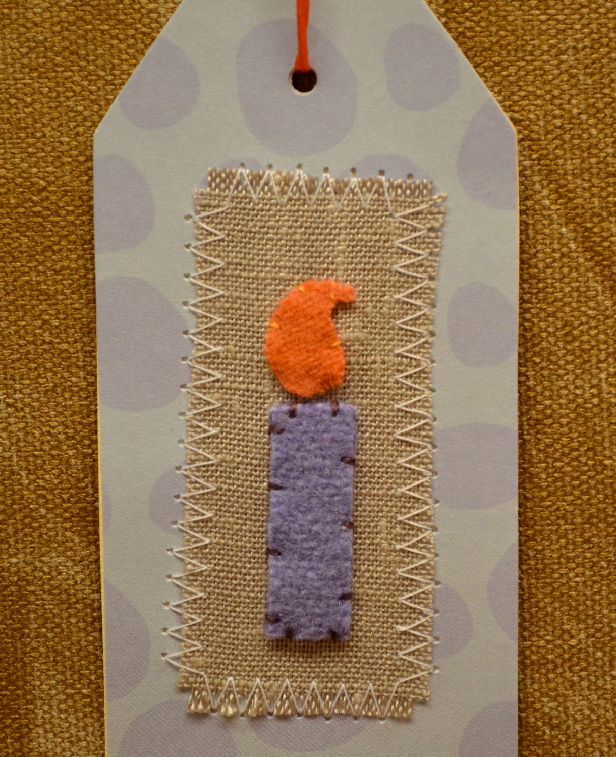 Birthday Candle Gift Tag - Wool Felt and Linen - Handmade