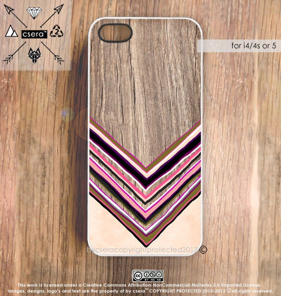 iPhone 5 Case Wood Print iPhone 4s Case Chevron iPhone Case, Geometric Cases, iPhone 4 Case - Soft Silicone Case or Hard Plastic iPhone Case