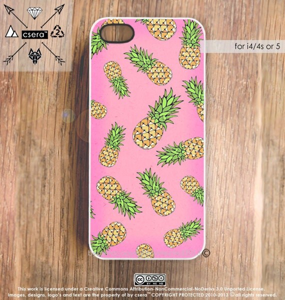Pineapple iPhone 5 Case, Fruit iPhone 4 & 4S Case, Silicone Rubber iPhone Case or Hard Plastic iPhone Case - iPhone 4, 4s, 5 Cover