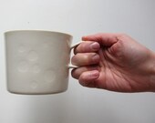 Handmade large porcelain cup with a haptic decoration, modern ceramic mug for tea, coffee, hot chocolate, snacks and desserts.