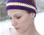 VIBRANT PURPLE and YELLOW headband / Ready to Ship / a bold winter accessory to keep your ears warm