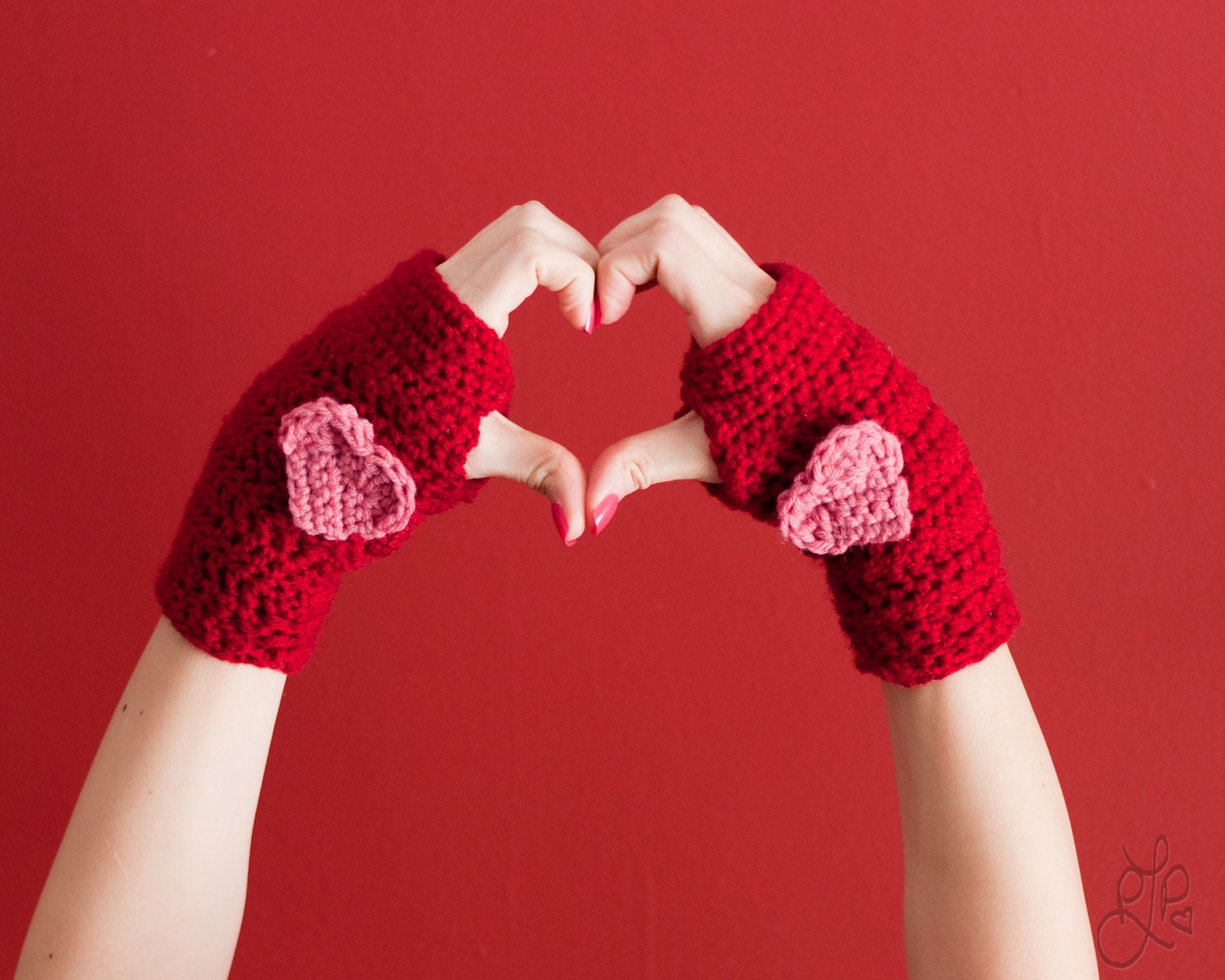 PINK applique hearts / lovely handmade crochet accessory super cute fun girly pink