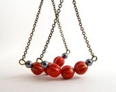 Dangle Earrings - Unique Red Beaded Earings - Handmade Custom Jewelry