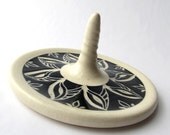 Handmade Ceramic Ring Holder with Flower Design