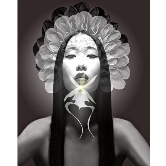 Black and white portrait photomontage (2) digital art print portrait collage