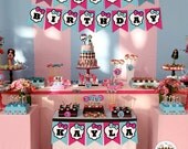 EDITABLE Monster High Birthday Party - Happy Birthday and Name Bunting banner and dividers- Cute Personalized Skull Pennants Printable