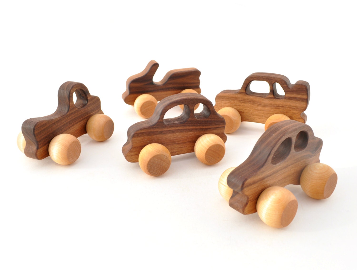 Wooden Toy Car Gift Set - Wooden Toys for Babies, Toddlers, and Preschoolers - Montessori Inspired Toys - Gift for a Boy - Push Toy