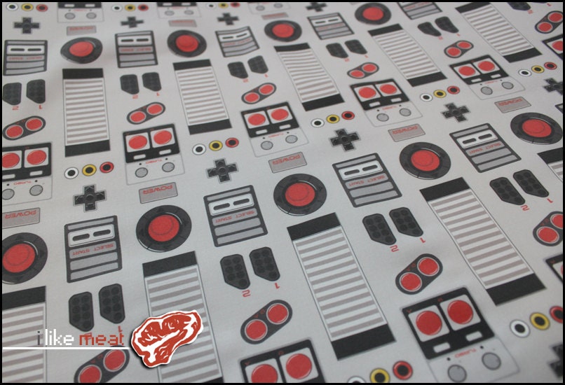 8bit Columns - One Fat Quarter of Nintendo themed Kona Cotton Fabric