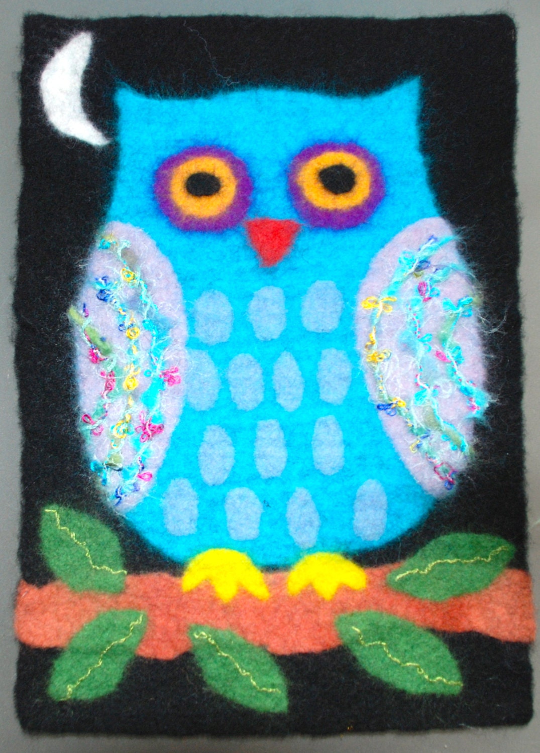 Feltmaking Kit:  Make your own Felt Owl Picture from wool prefelts