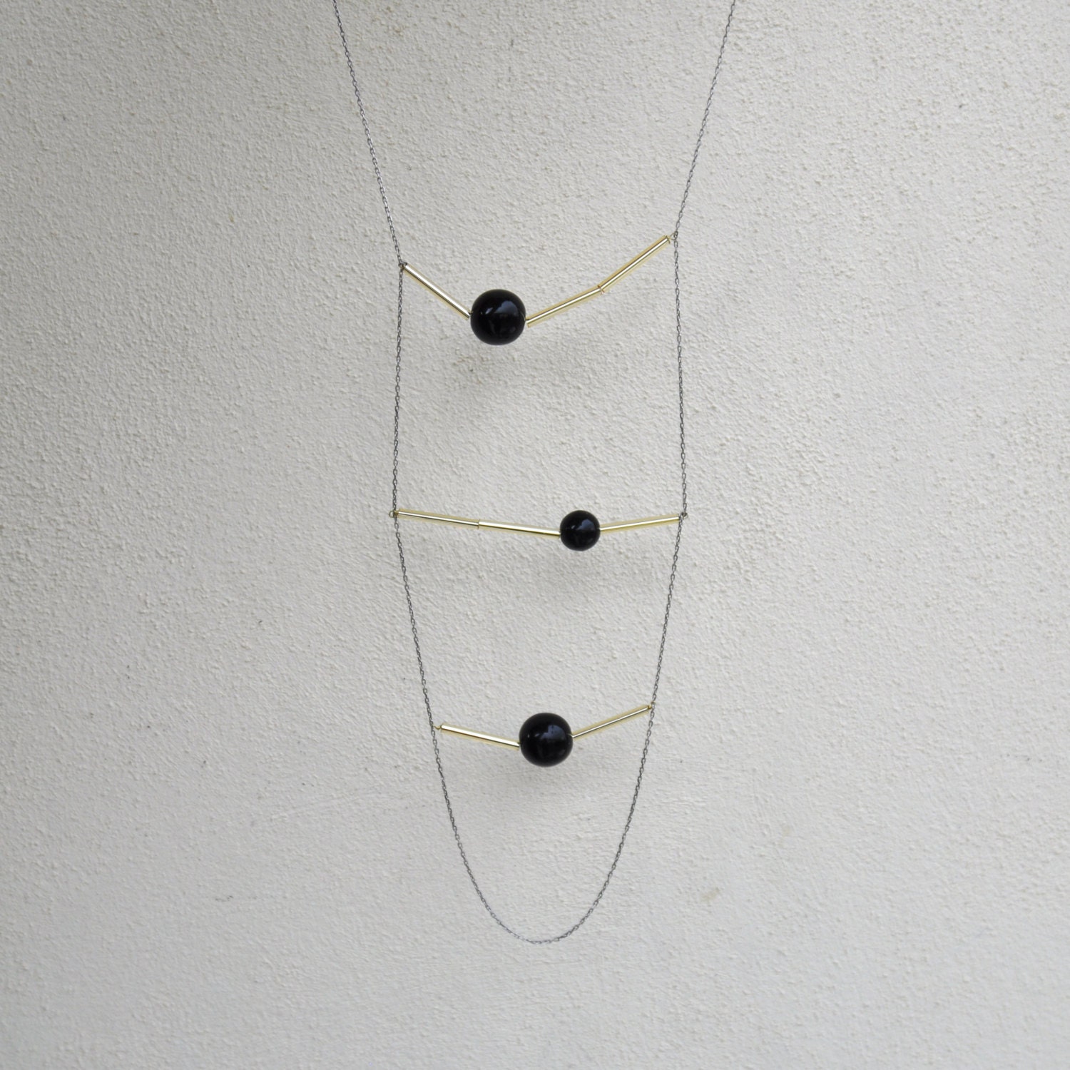 Geometric black necklace - MIRO - AMEjewels