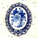 Vintage Miligrain Sterling Silver - Blue Delft Floral Design Porcelain Brooch Pendant