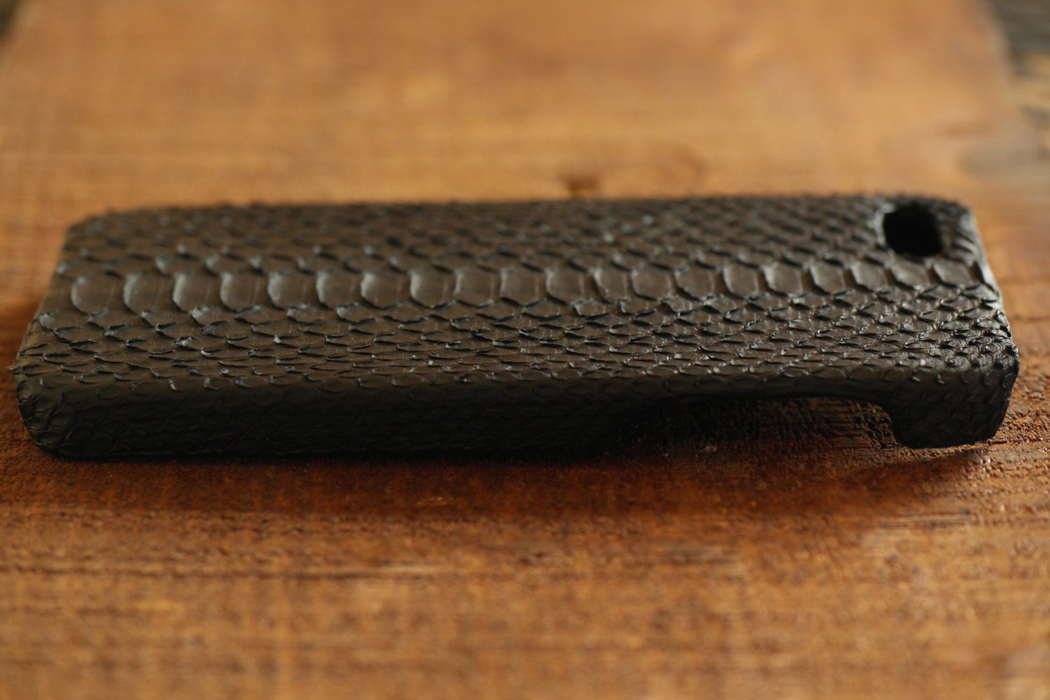 Iphone 5 Leather Case Handmade Real Genuine Black Python Skin