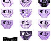 16 Purple Black and White DIAPER Printables : Decor / Cake Toppers  / Instant Download - Hues Studio