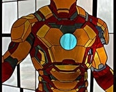 Iron Man 3 MK XLVII Armor Stained Glass Panel - Limited Edition Print Poster 24" x 36"