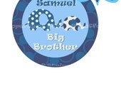 Big Brother Elephant Personalized Printable Onesie Iron Transer Sticker Print at Home Baby Shower Printable Digital