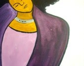 SaLe./ original modern abStract ArT, Natural Hair Girl with Curly Hair acrylic painting on 16X20 canvas