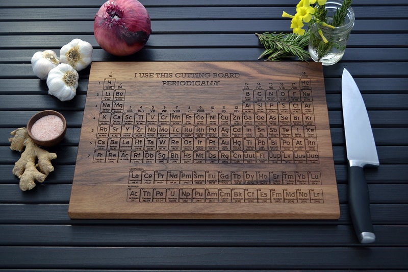 Geekery, Periodic Table Engraved Cutting Board - Custom Kitchen Art - Science or Chemistry Gift