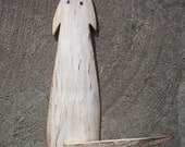 White Dog - Unique, Hand Painted, Hand Carved, Rustic, Wall Hanging Original Wood Sculpture Art