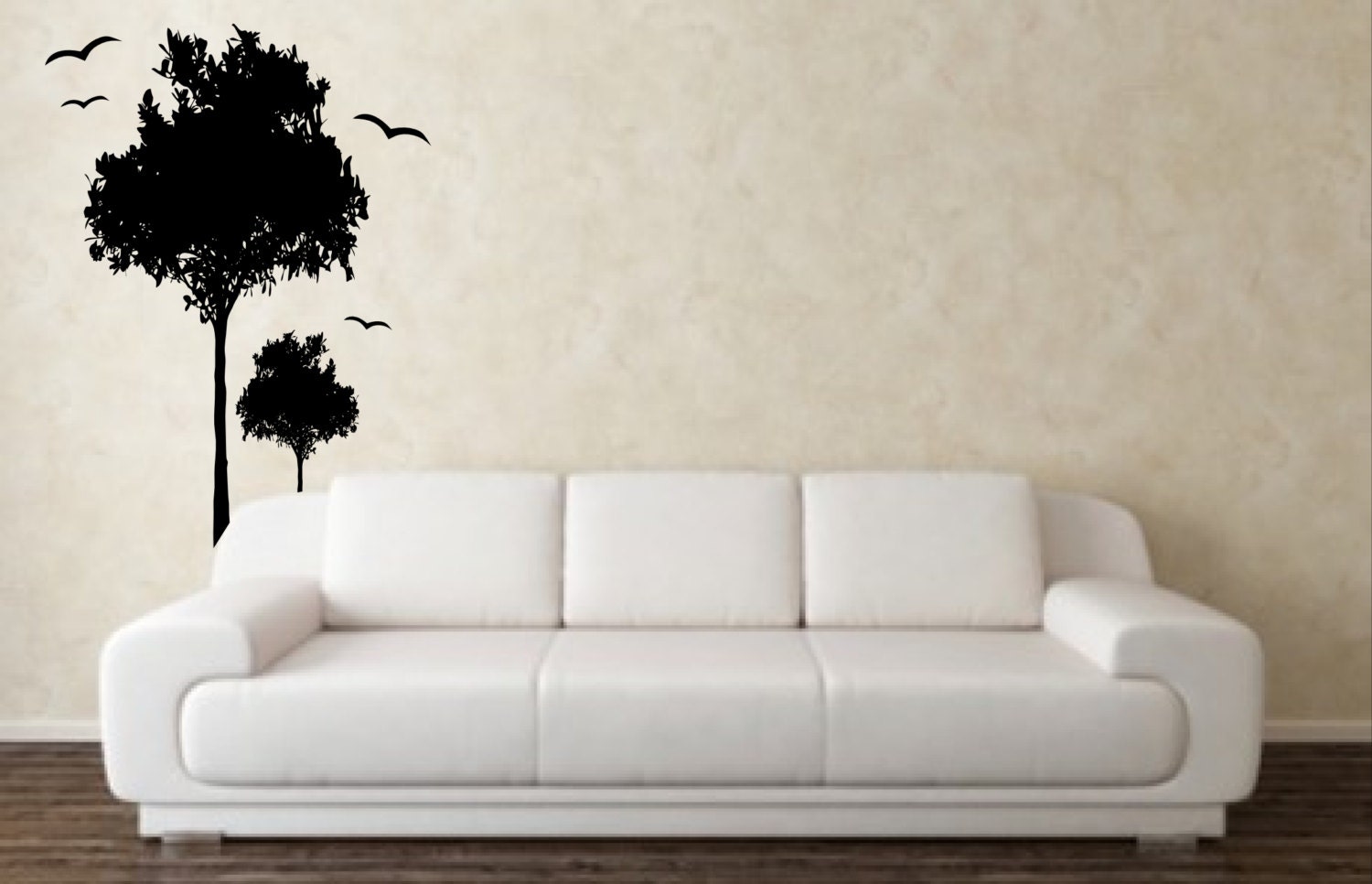 wall vinyl decal, graphic, trees with birds computer cut sticker, living room, bedroom, bathroom, kitchen