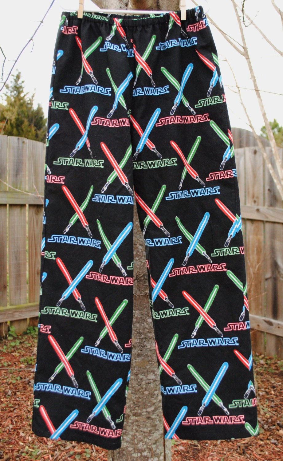 Star Wars Pants, Lounge Pajama Bottoms. Lightsaber Fabric. Made to Order, 12mo, 2t, 3t, 4t, 5t. Sizes 6, 8, 10, 12 Available