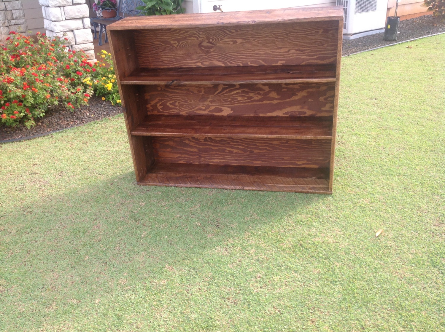 Handmade Rustic Bookshelf Bookcase with Back Panel