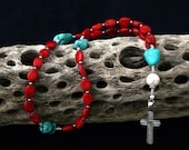ON SALE - Anglican Prayer Beads Bamboo Coral and Howlite - 10% OFF