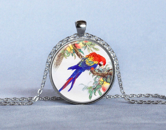 MACAW PENDANT Red Blue Yellow Green Bird Pendant Bird Necklace Bird Lover Gift Bird Jewelry Animal Lover Gift Nature Lover Gift Parrots - WilloughbyPendants