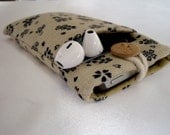 iPhone 5 pouch / iPhone 5 sleeve / iPhone 5 cover with pocket & button - Japanese indigo cotton in beige
