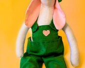 Handmade Tilda Farmer Bunny Easter Gardener Doll Gift Toy